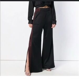 T by Alexander Wang Wide‎ Leg Track Pants Black Burgundy Side Stripe Womens S